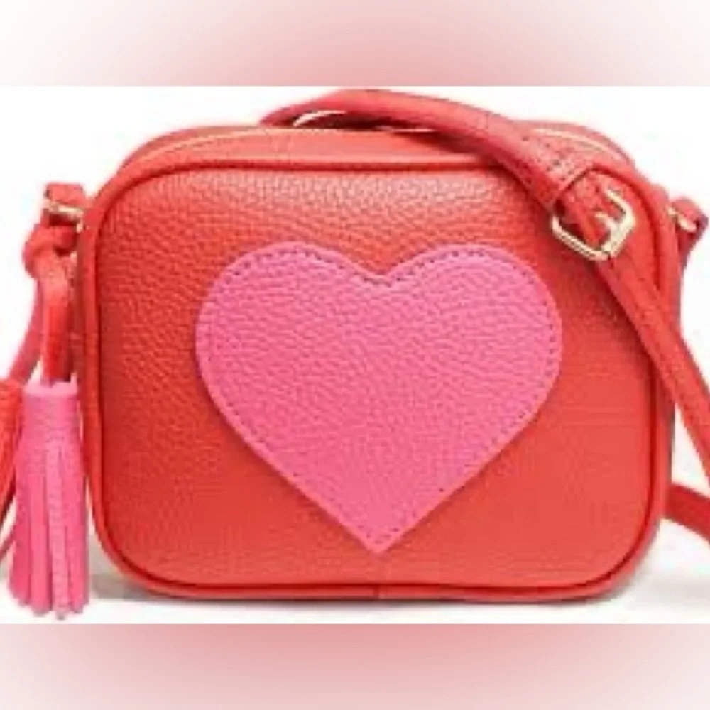 Red Crossbody Bag Pink Heart Tassels New